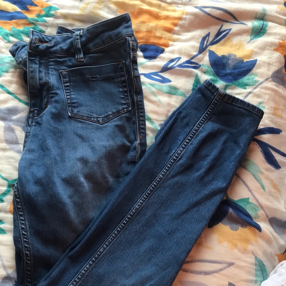 Free people high waisted pants stretch jegging jeans denim 26 small s